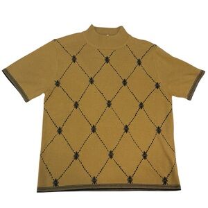 Sag Harbor Vintage Camel Mock Neck Sleeveless Knit Top